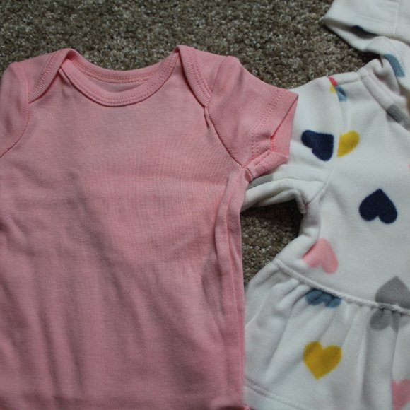 Carter's Fleece Heart 3-Piece Winter Outfit Set Baby Girls Size Newborn NB NWT - Picture 3 of 3